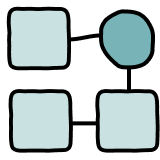 user flow icon with four shapes connected by three lines