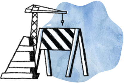 illustration of a large crane and construction cone