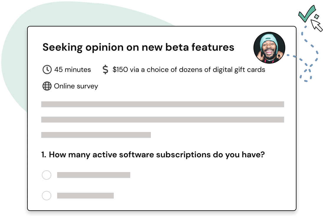 product screenshot of a participant's view of a survey screen