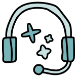 icon of a headset with stars in the middle