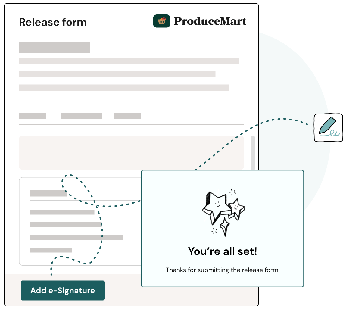 product illustration of a release form awaiting signature