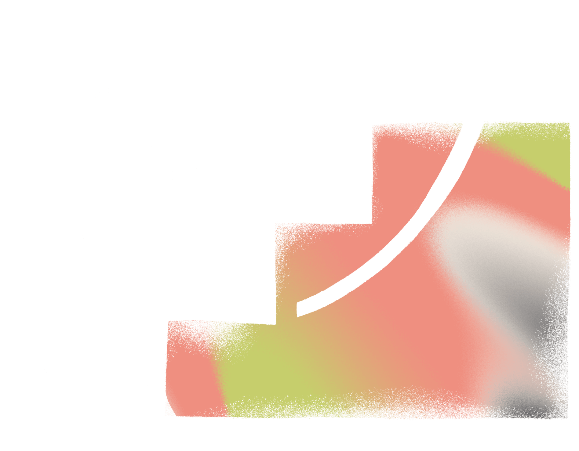 a person standing next to a staircase with a curved up arrow