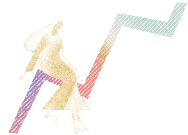 a person sitting on a line graph trending upward