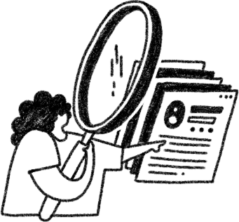 A silhouette of a person looking at a document with a profile picture and text.