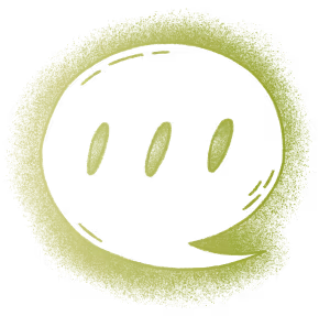Green circular speech bubble icon with three vertical dots inside.