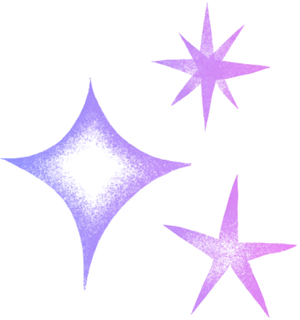 Three stylized stars in gradient shades of purple on a transparent background.