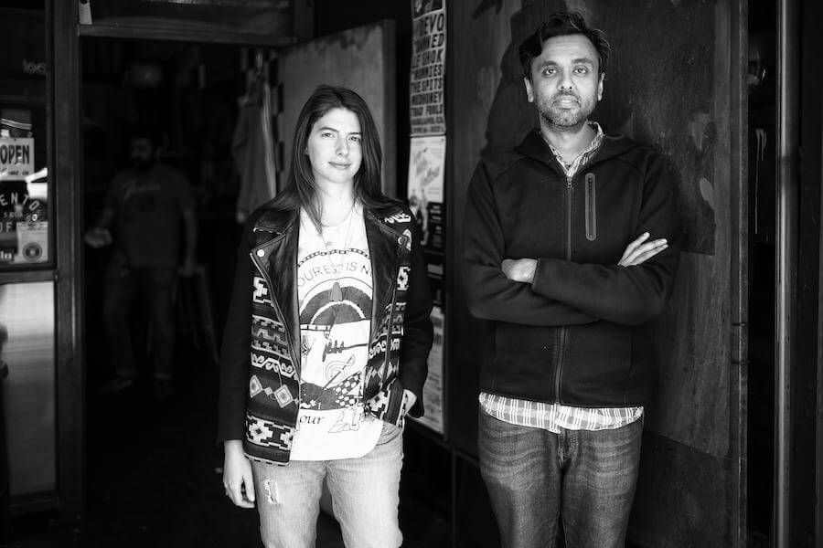 A photo of Marie Prokopets (left) and Hiten Shah (right).