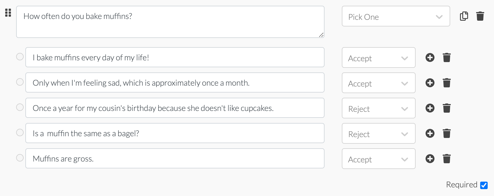 fun screener survey example question about muffins