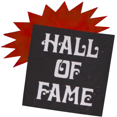 black square that says "hall of fame" in white text