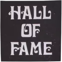 black square that says "hall of fame" in white text