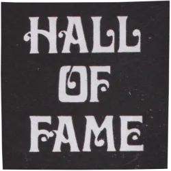 black square that says "hall of fame" in white text