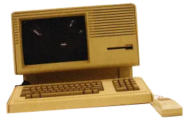 an old school computer with an external keyboard and mouse