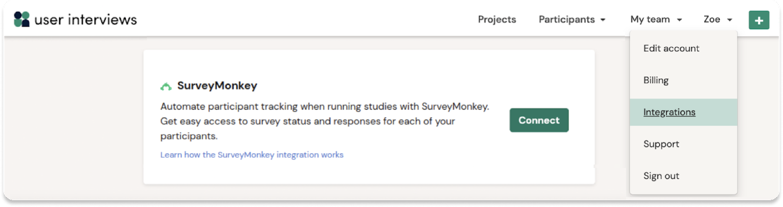 surveymonkey + user interviews integration - automate participant tracking when running studies with survemonkey