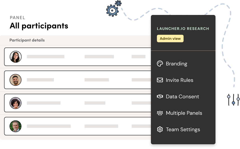 product screenshot showing an enterprise participant recruiting panel