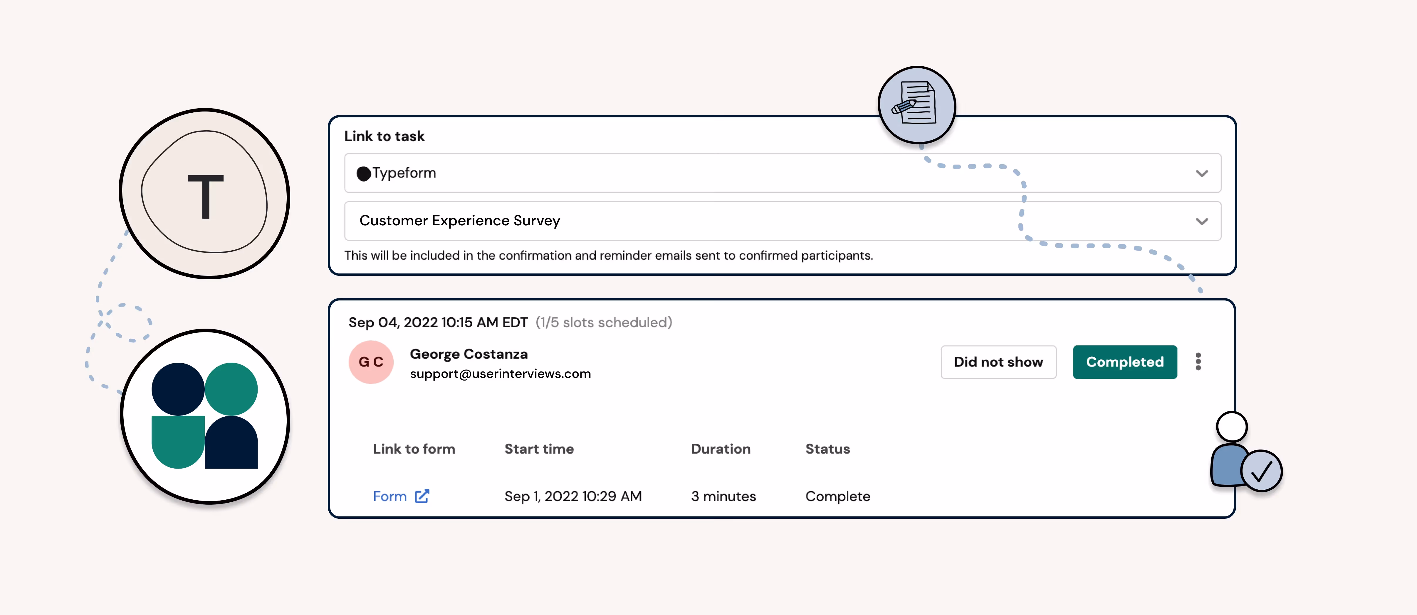 user interviews and typeform integration