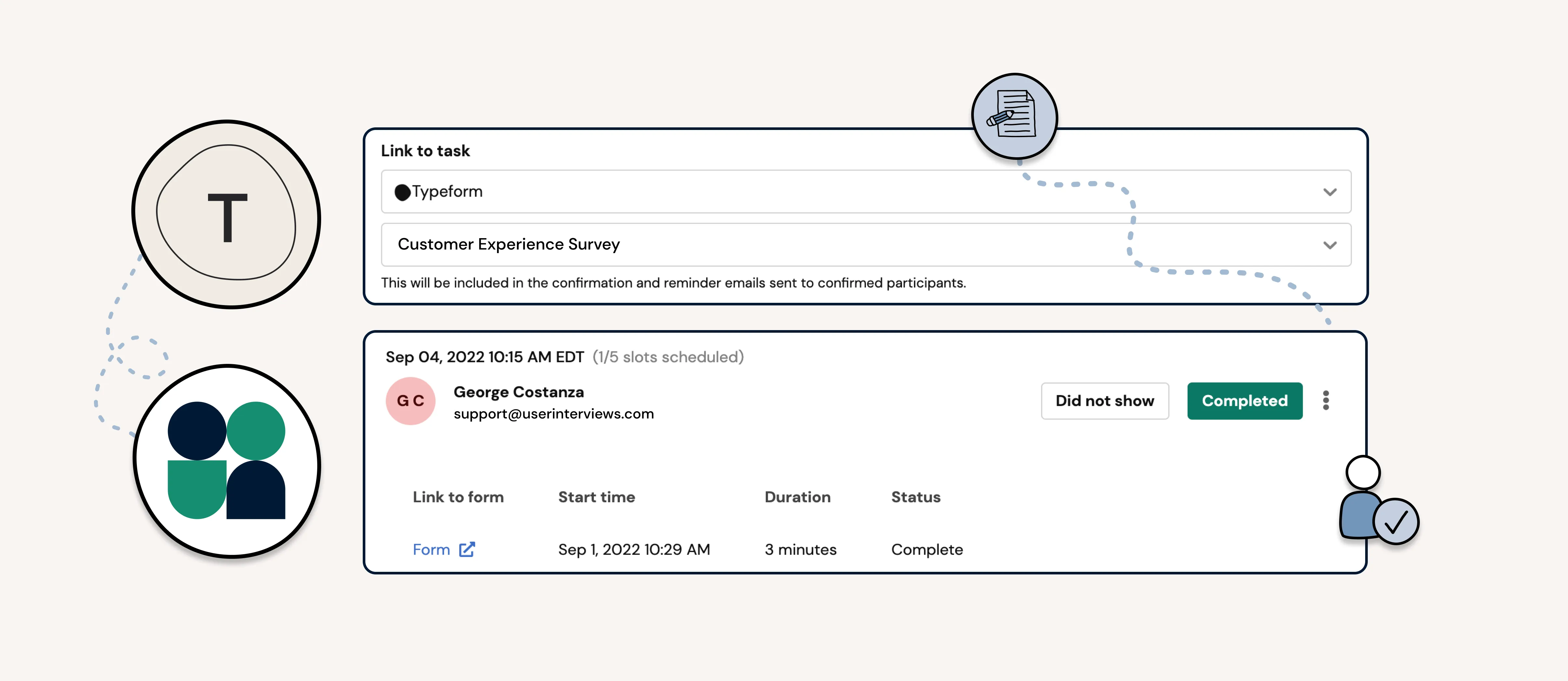 user interviews and typeform integration