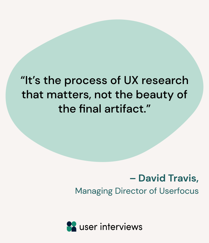 Quote about the process of UX research