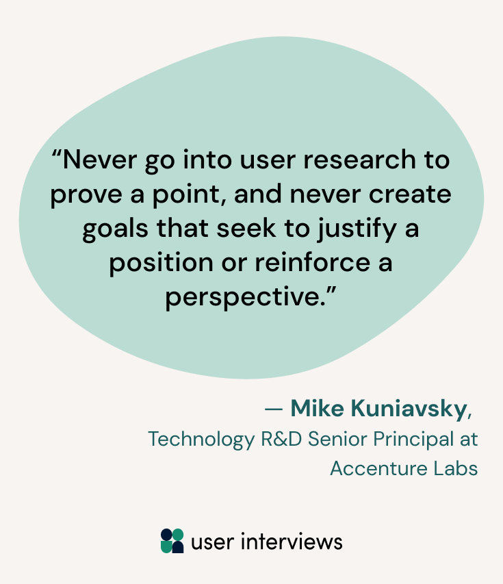 Quote about user research from Mike Kuniavsky