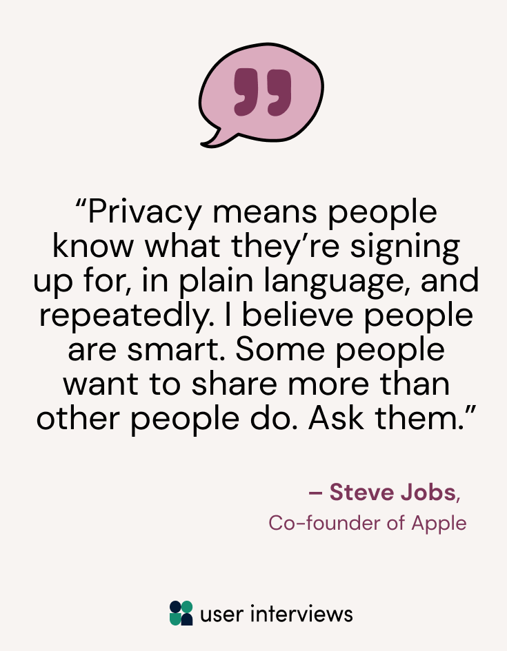 Data privacy quote from Steve Jobs