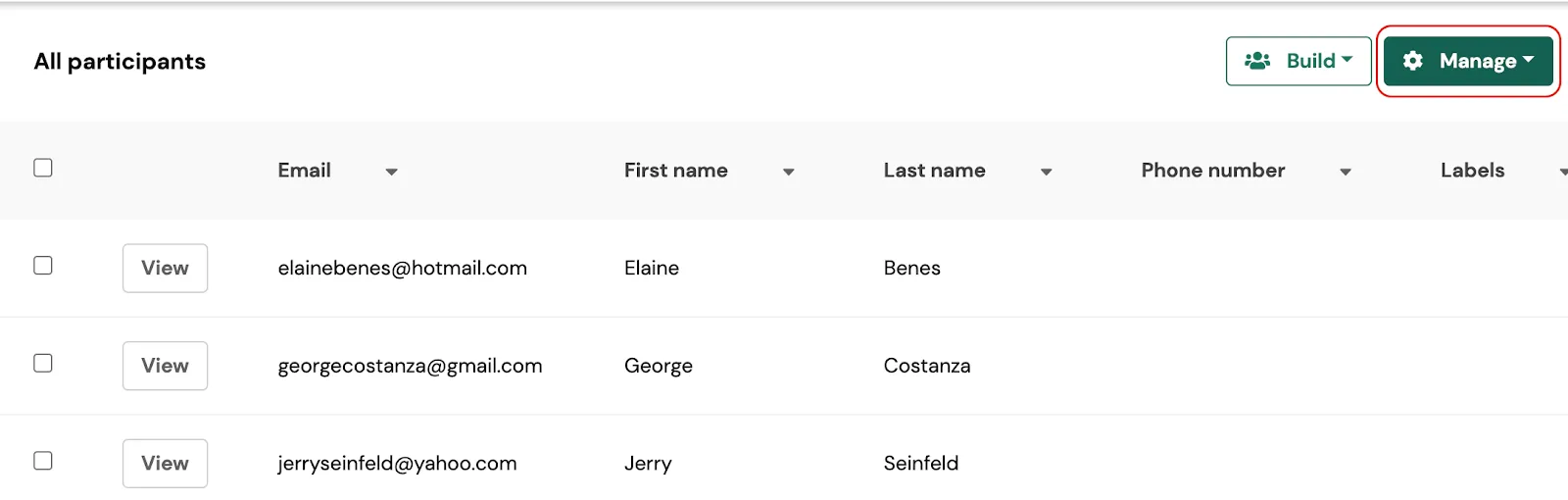 Screenshot of Research Hub view in User Interviews: import and manage a list of participant contacts from a CSV