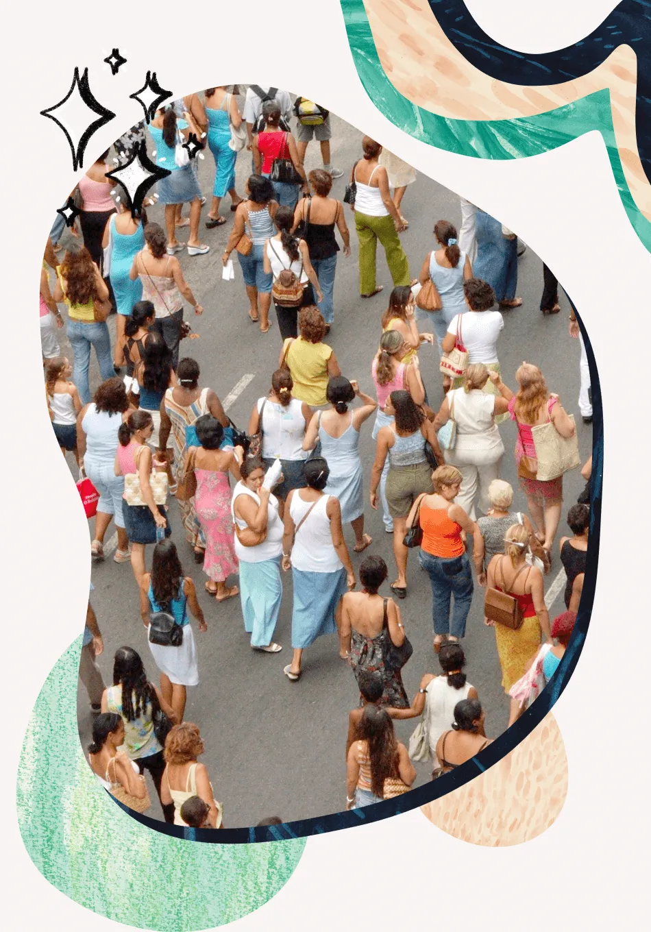 Crowd of women walking "sample sizes in qualitative research: a formula & definitive guide"