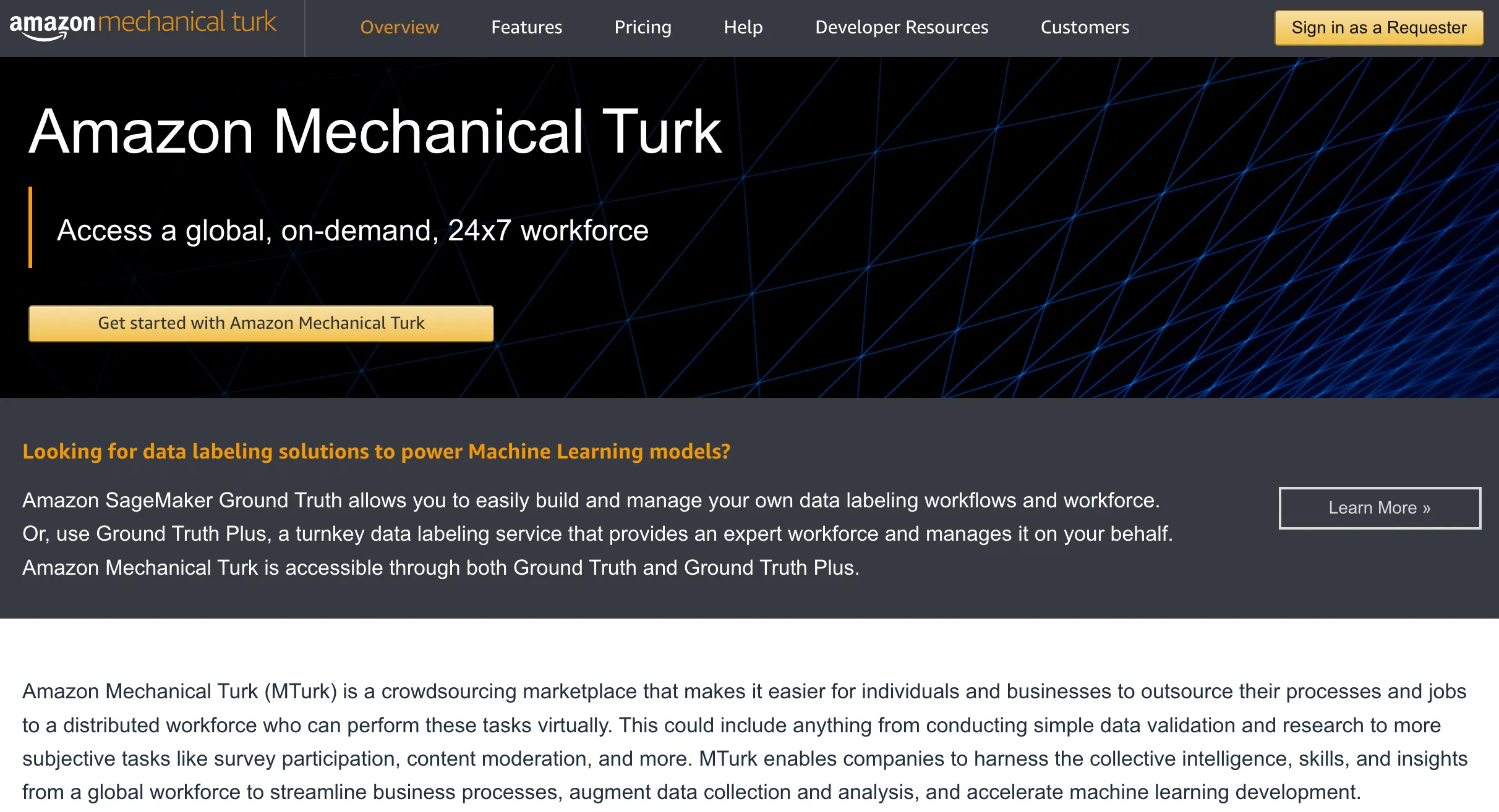 amazon mechanical turk homepage