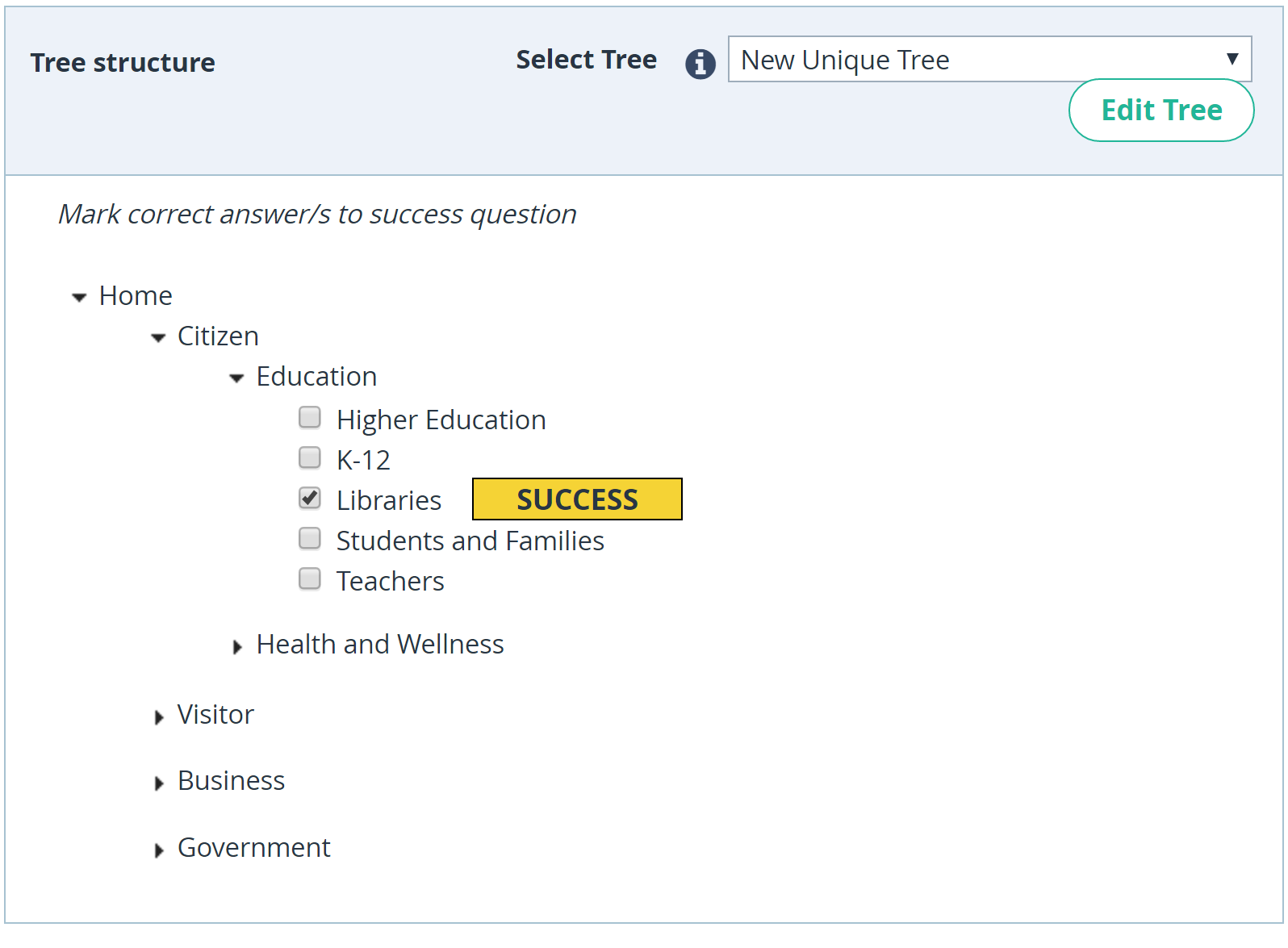 an example of a tree test