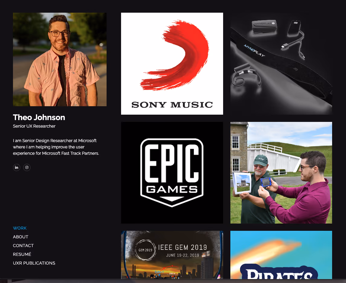 A UX research portfolio example that features many artifacts