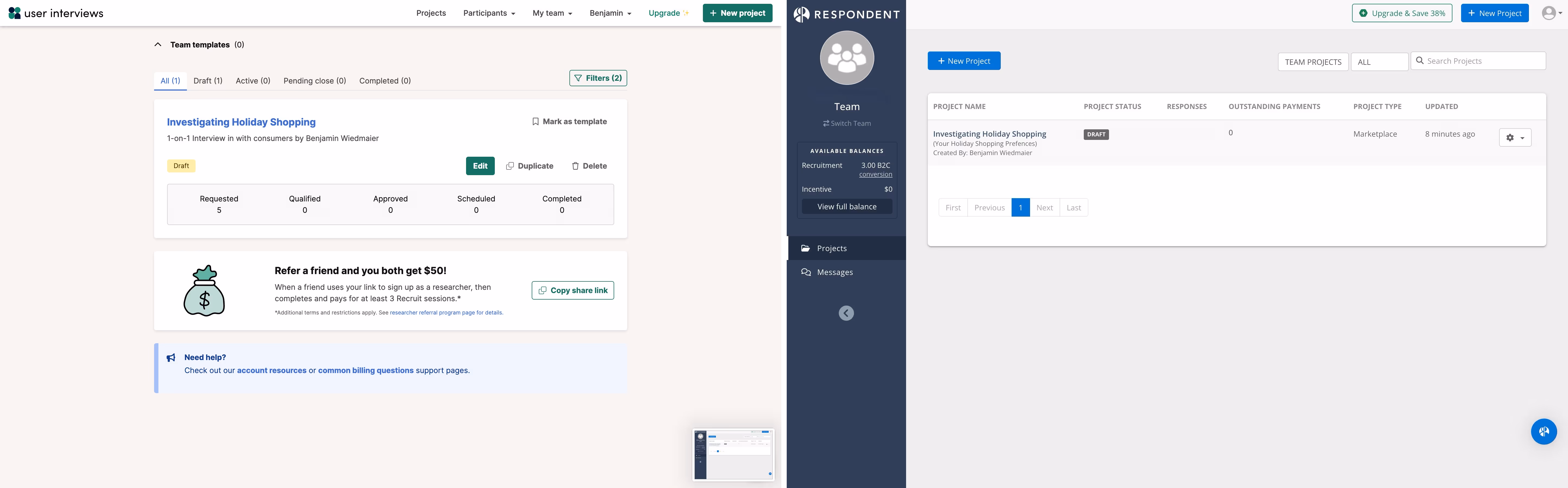 side by side of platform home pages