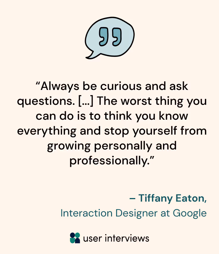 Quote image about always being curious in your career