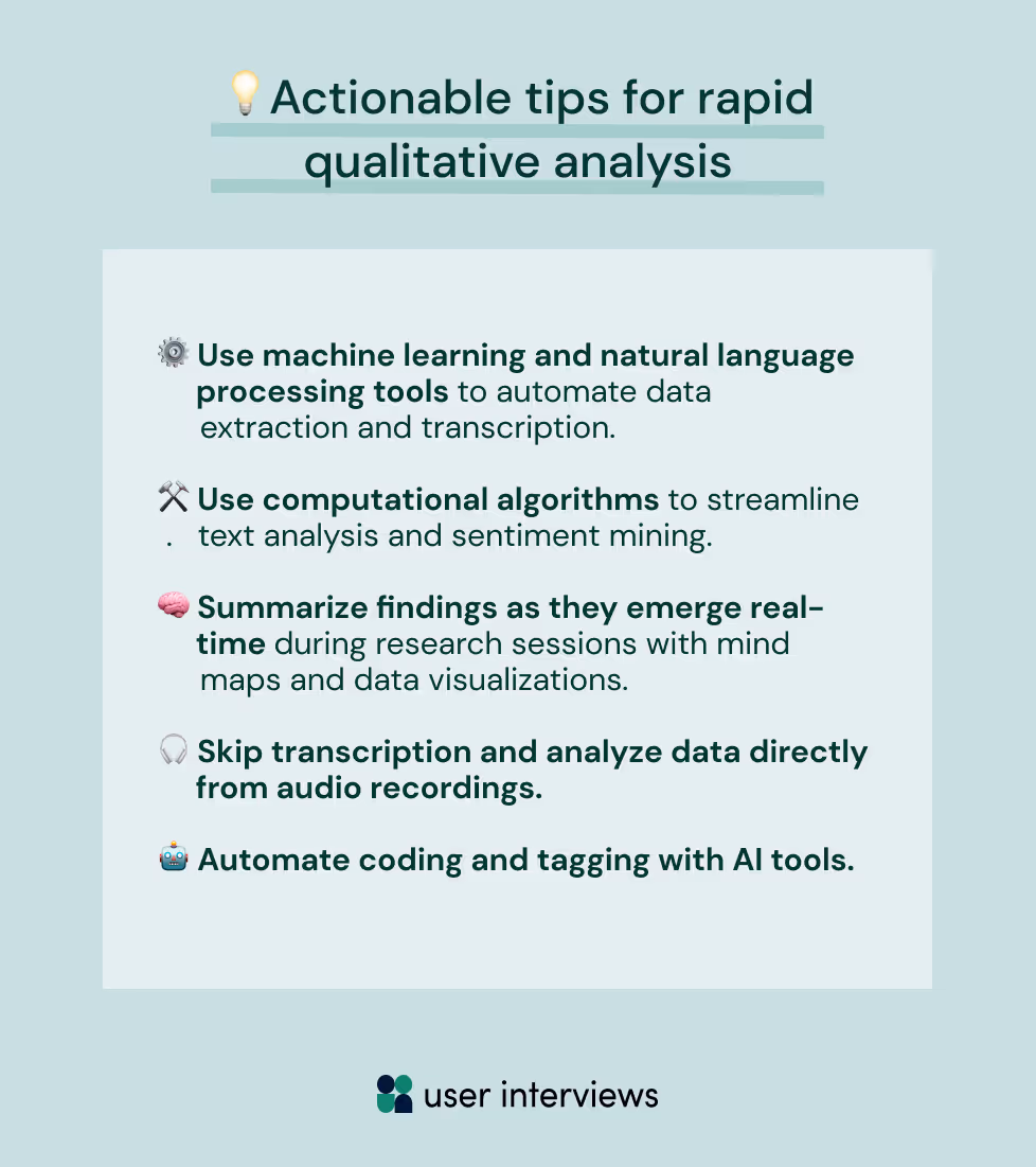Tips for rapid qualitative anaysis