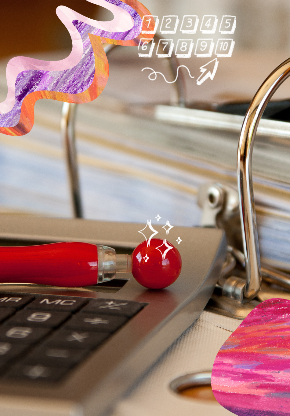 calculator and pen on desk