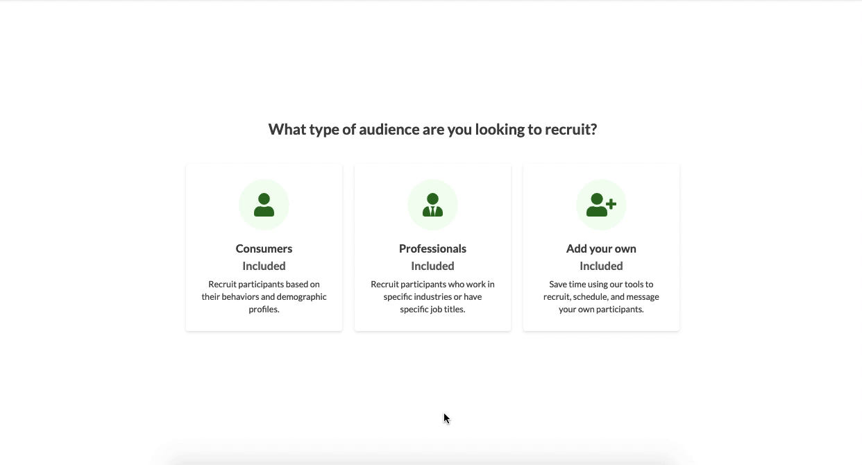 the prebuilder — select your study type, audience, anm