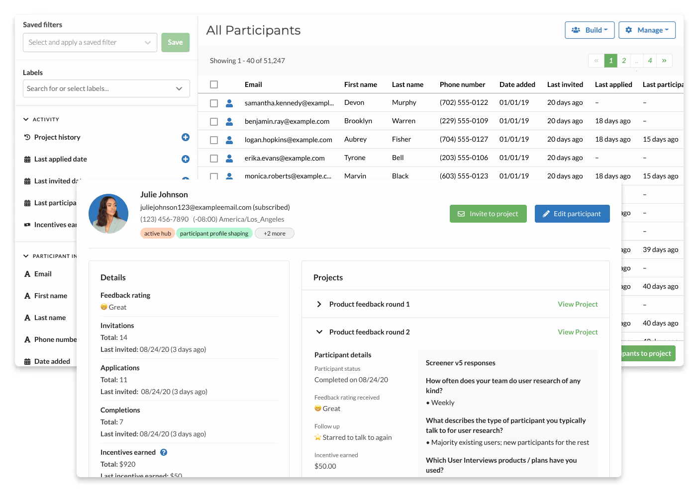 user interviews research hub product image