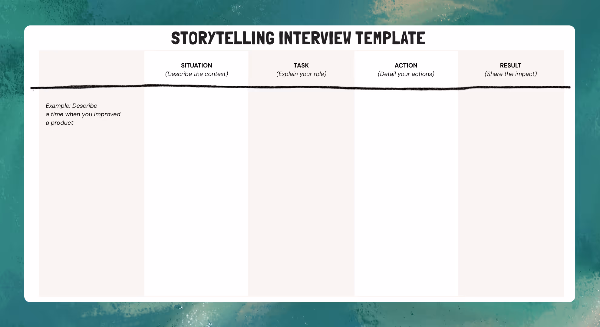 Storytelling interview template.