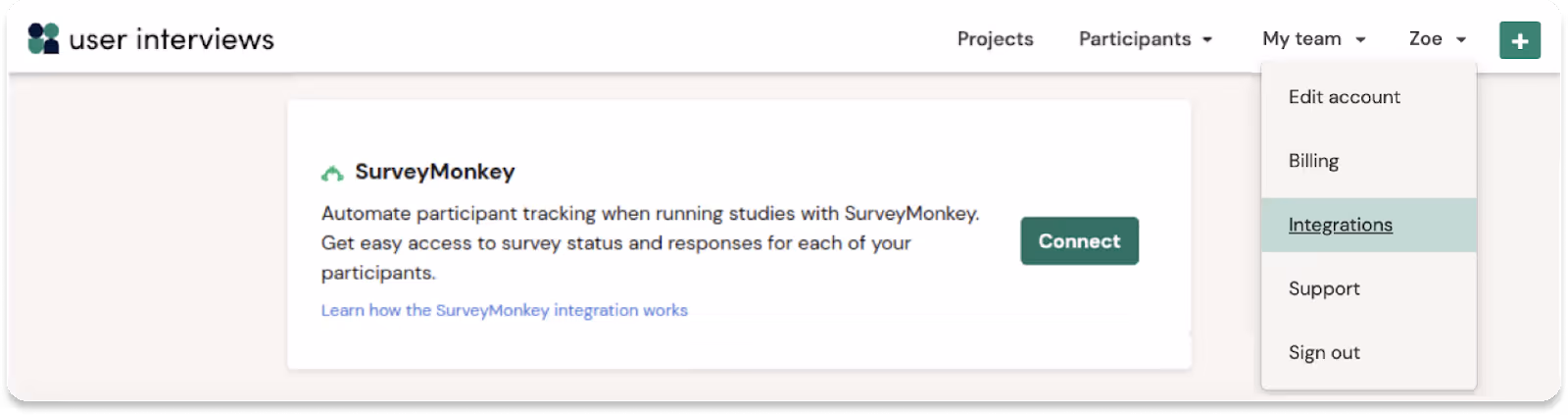 surveymonkey + user interviews integration - automate participant tracking when running studies with survemonkey
