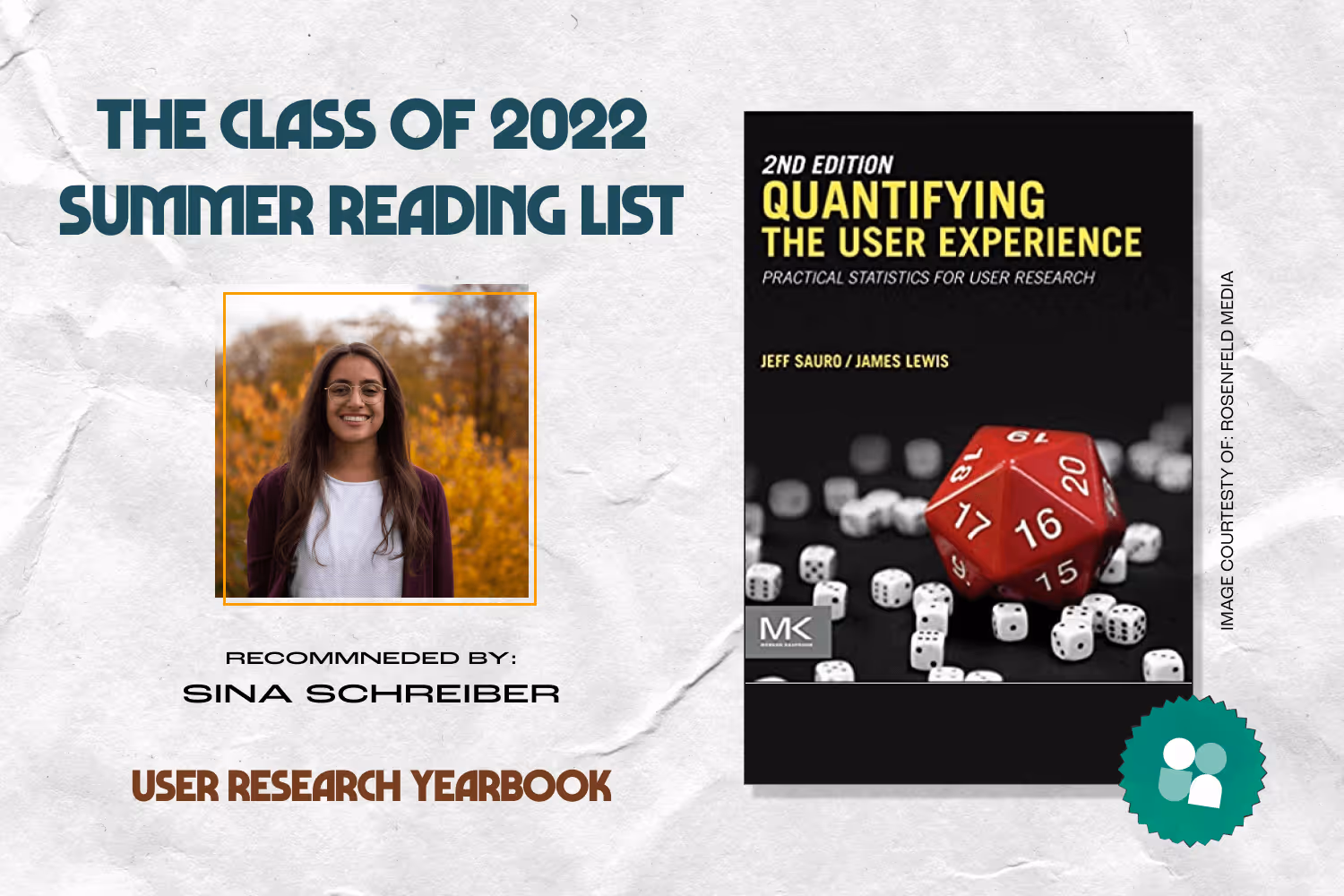 ux researcher book recommendation - sina schreiber headshot with cover image of quantifying the user experience