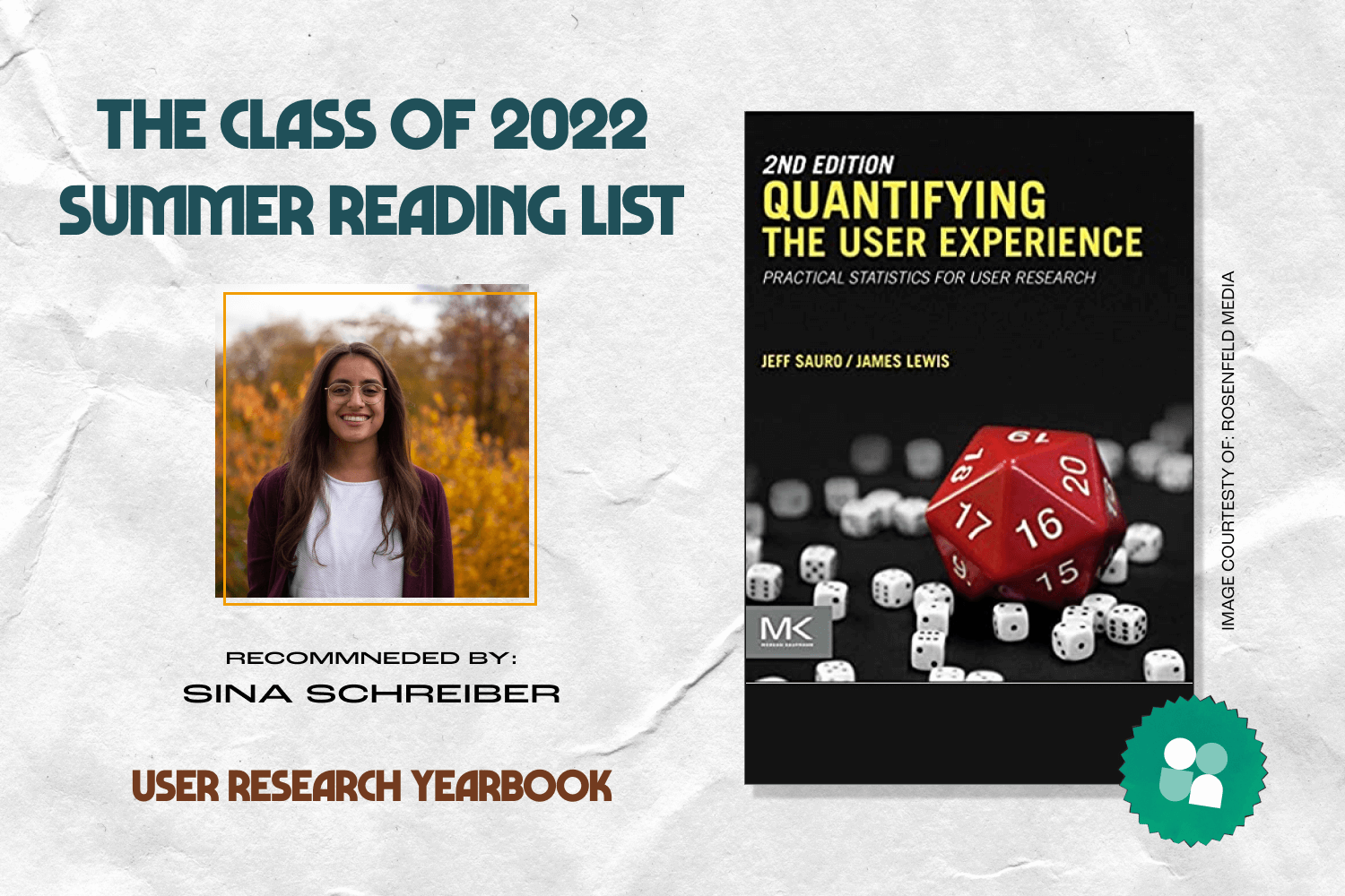 ux researcher book recommendation - sina schreiber headshot with cover image of quantifying the user experience