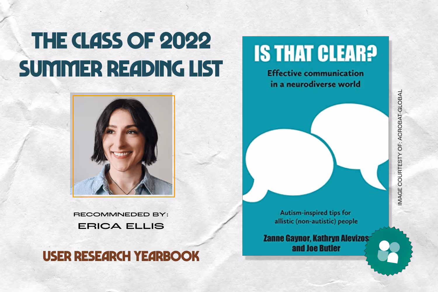 ux researcher book recommendation - erica ellis headshot and cover image of is that clear