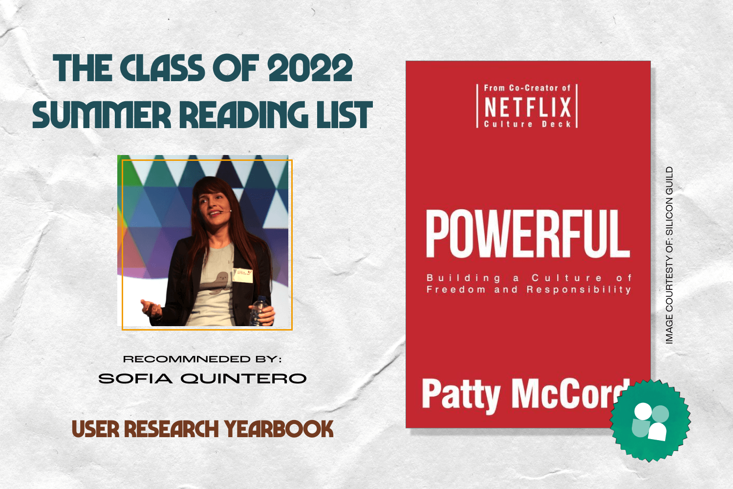 ux researcher book recommendation - sofia quintero headshot with cover image of powerful