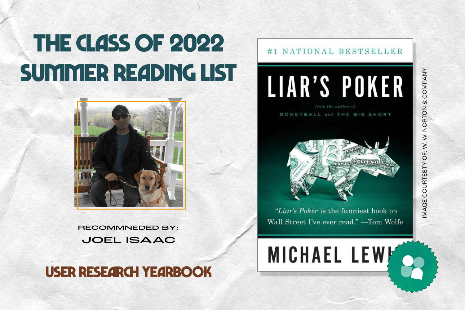 ux researcher book recommendation - joel isaac image with cover image of liar's poker