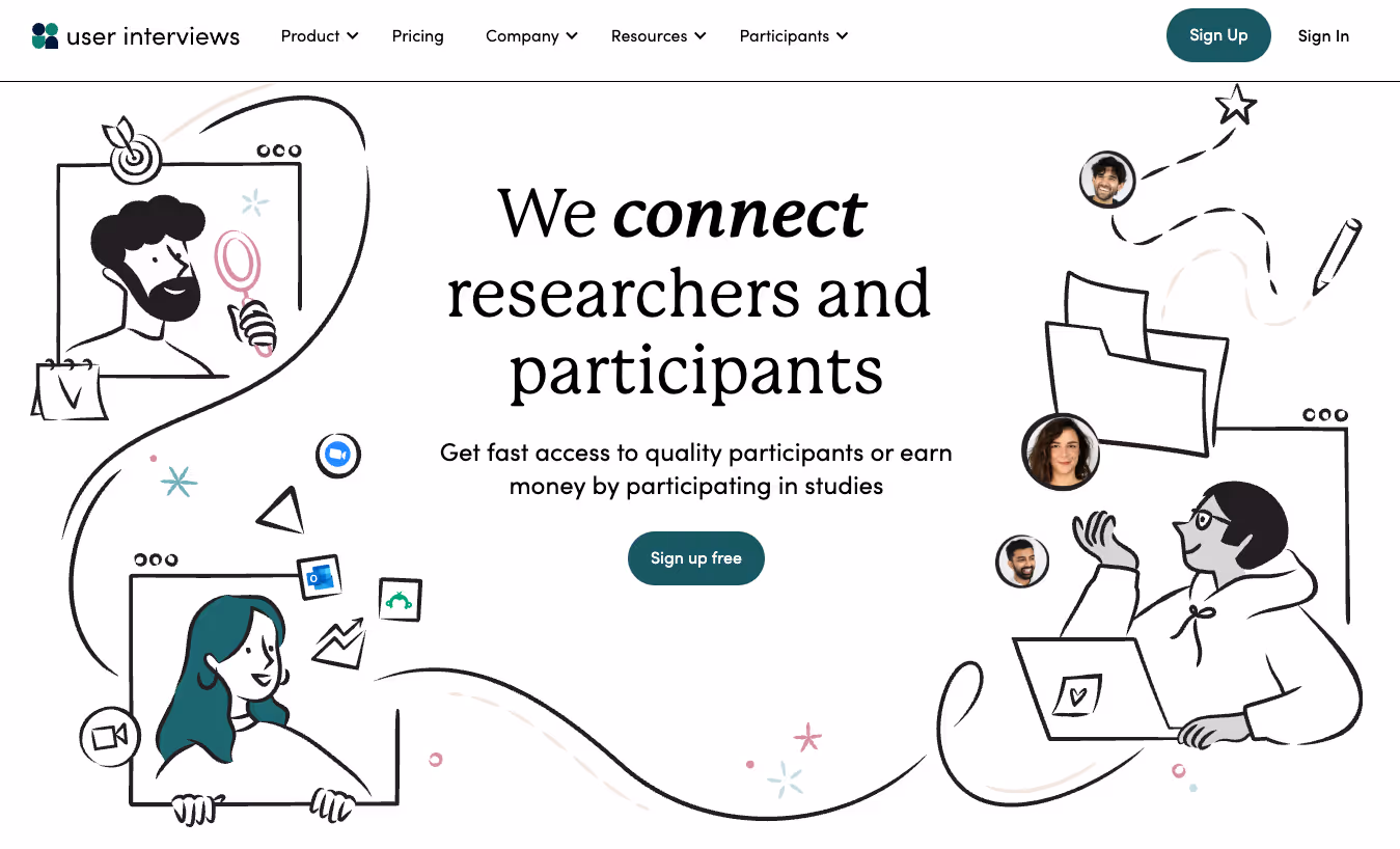 User Interviews homepage: We connect researchers and participants