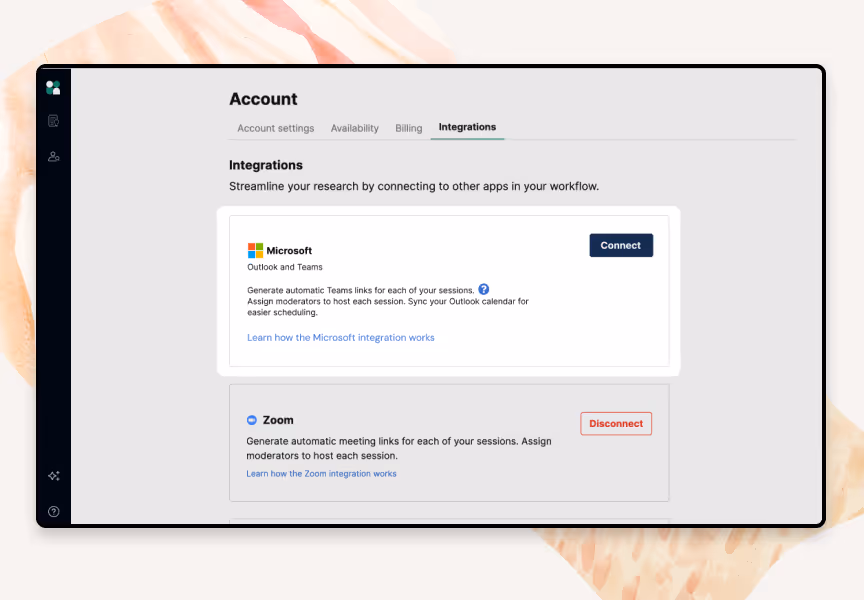 Account Integrations: Microsoft, Zoom, Salesforce