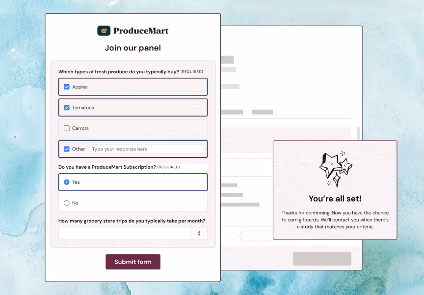 Join our panel: Screener questions