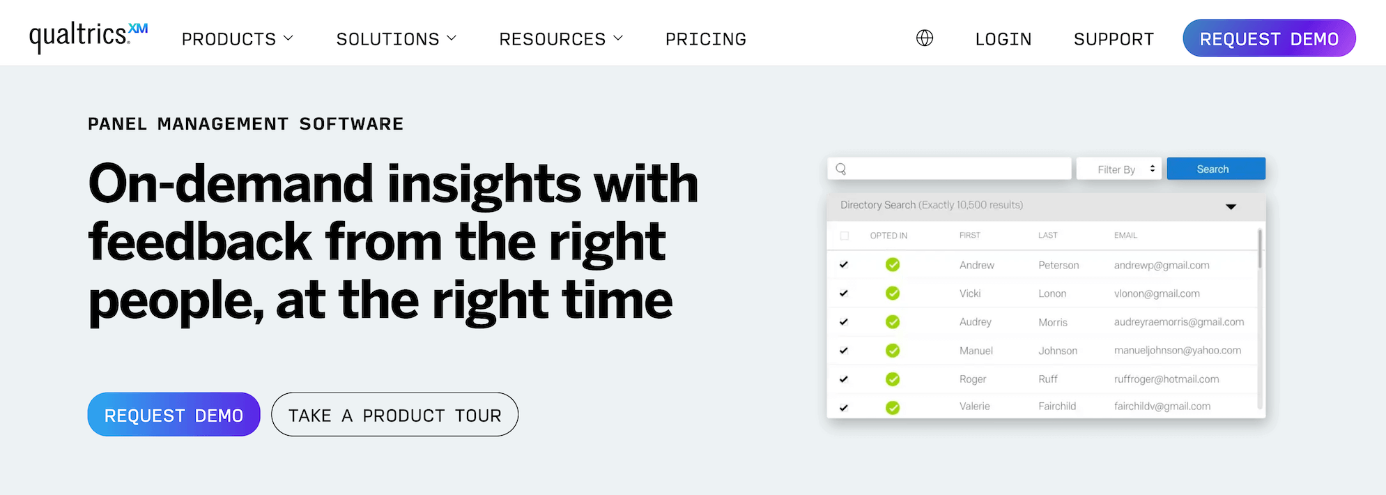 Qualtrics XM homepage: On-demand insights with feedback