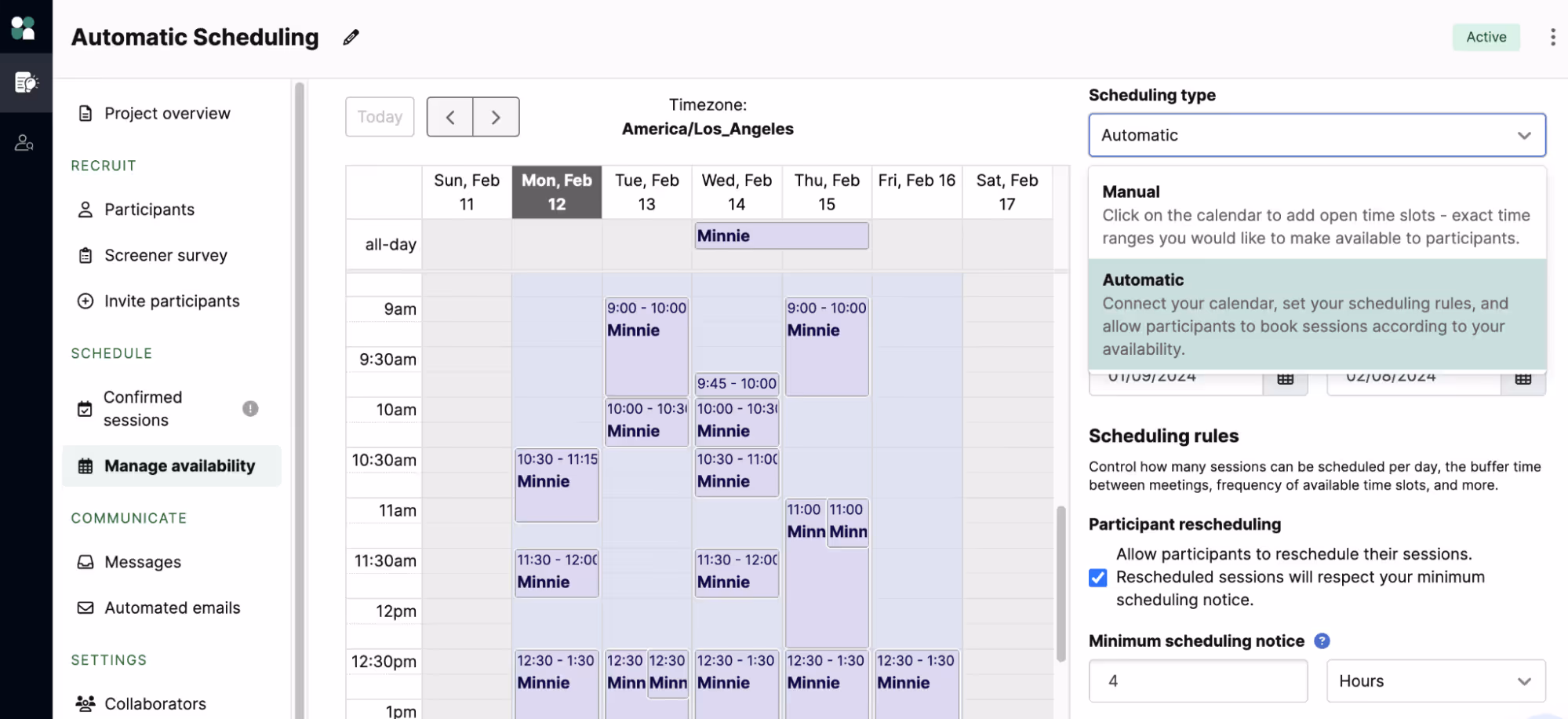 Automatic Scheduling: Manage Availability and Scheduling Type