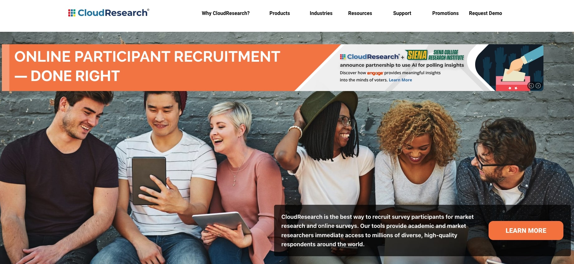 CloudResearch homepage: Online Participant Recruitment Done Right