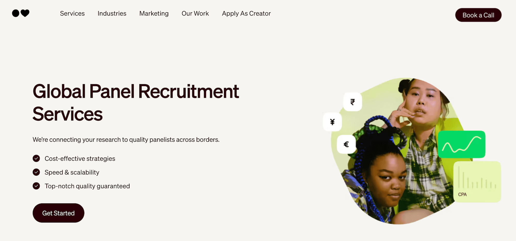 inBeat Agency Panel Recruitment Services landing page: Global Panel Recruitment Services