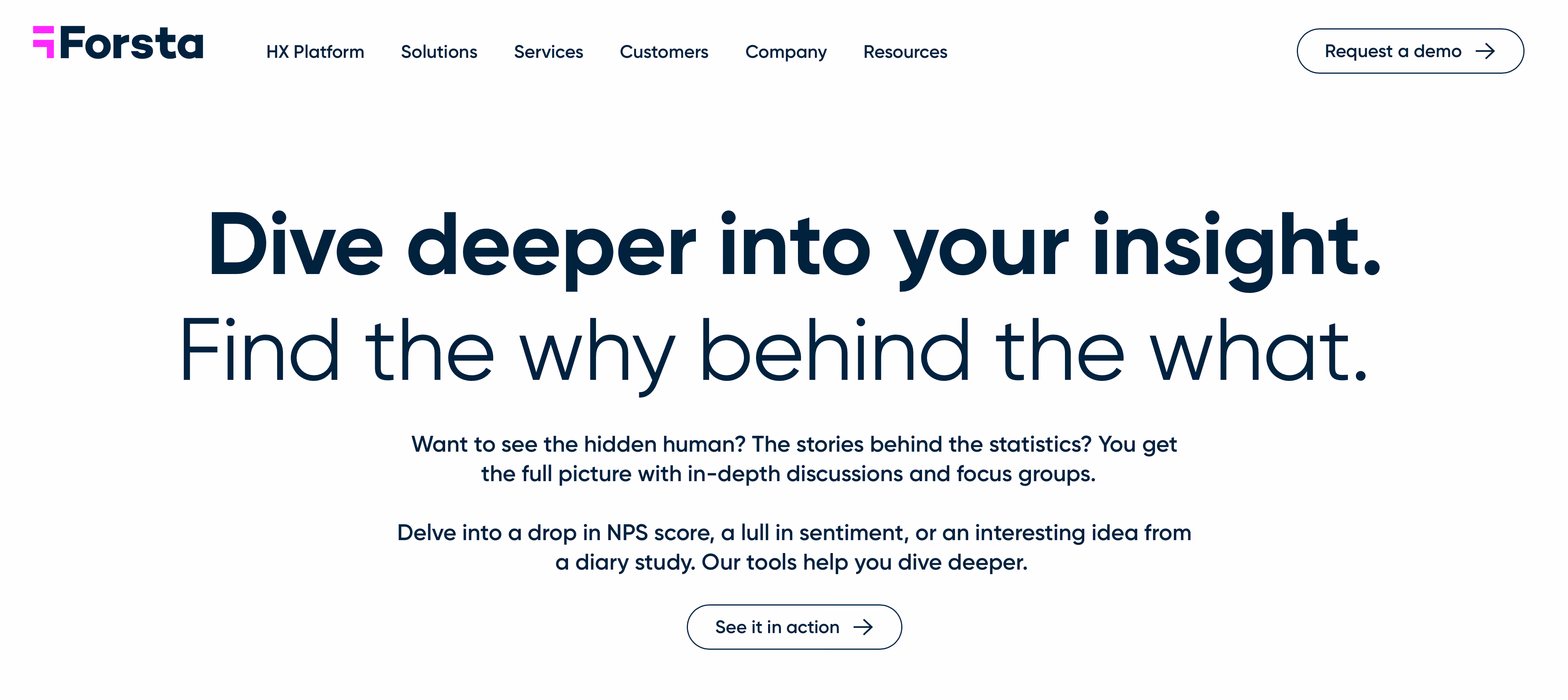 Forsta Online Focus Groups landing page: Dive deeper into your insight.