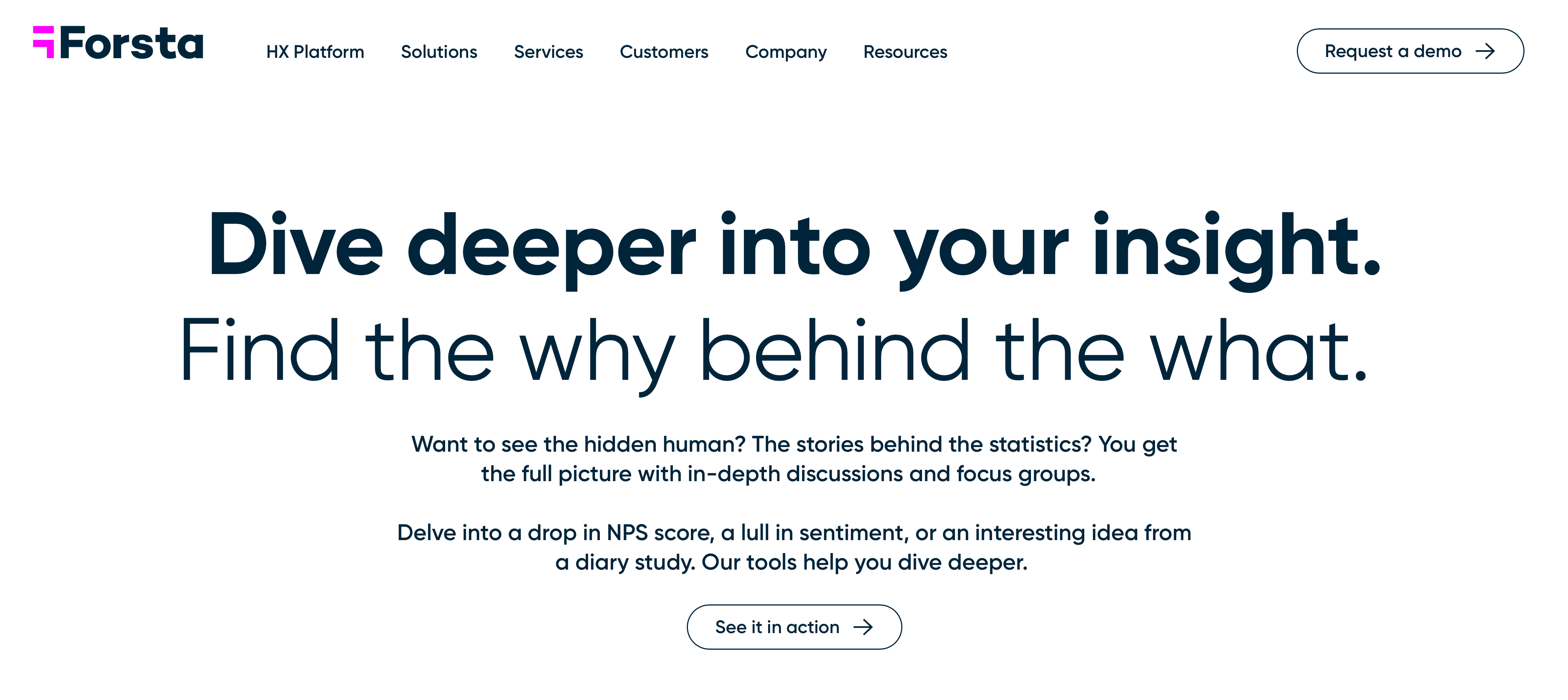 Forsta Online Focus Groups landing page: Dive deeper into your insight.